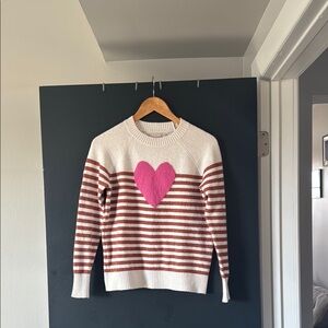 Loft Heart Patterned Sweater - White and Brown